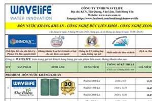 Bảng Giá Báo Giá Bồn Nước Kháng Khuẩn WAVE Thái Lan